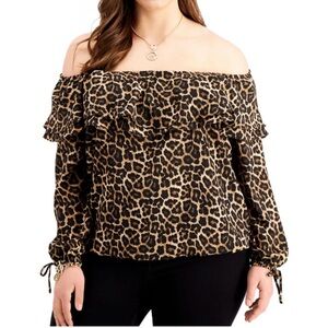 MICHAEL Michael Kors Animal Print Off-Shoulder Blouse